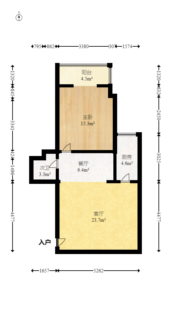 华贸大厦（华贸花苑）  1室1厅1卫   86.00万室内图1