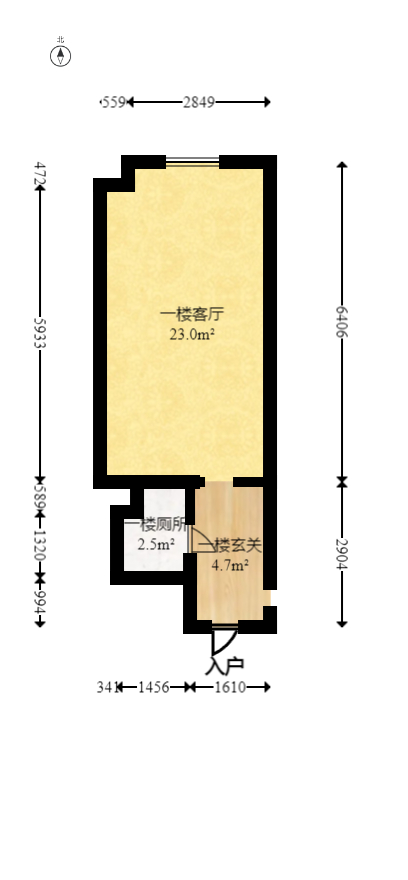 龙湖新壹城  2室1厅1卫   48.00万室内图1