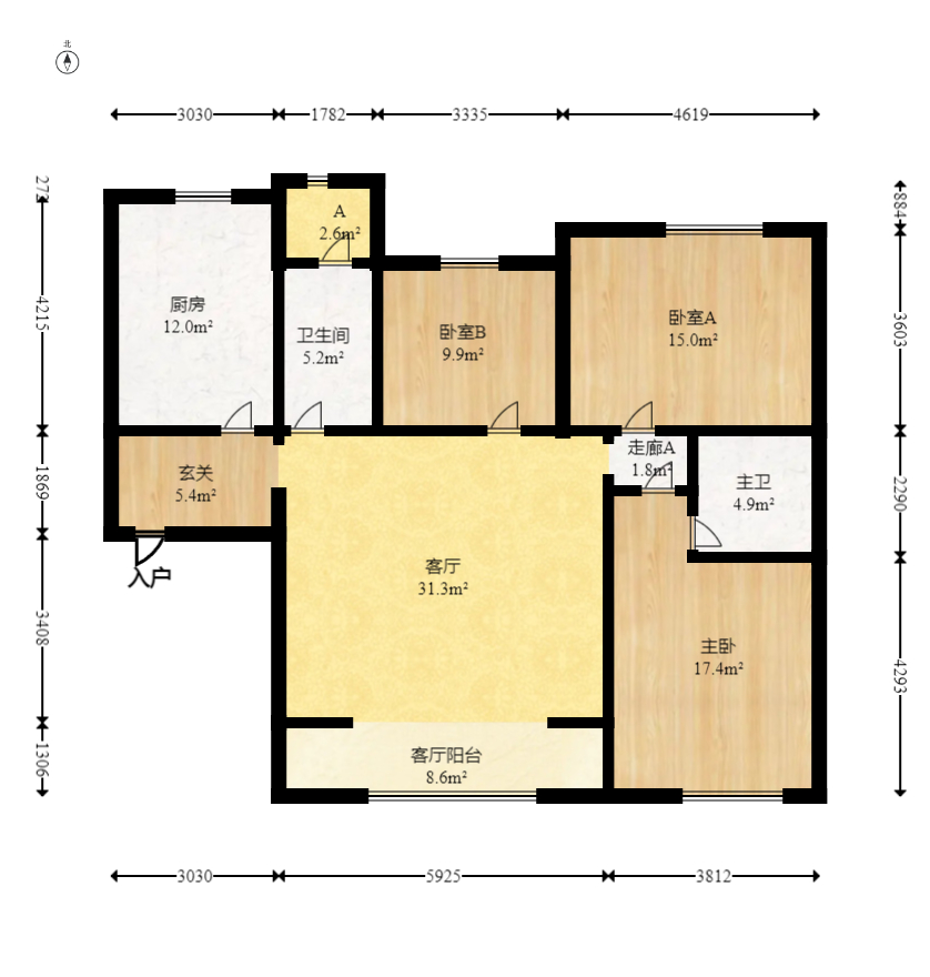 保利花园  3室2厅2卫    99.0万室内图1