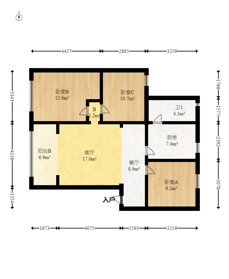 天心区教师村宿舍  3室2厅1卫   59.80万室内图1