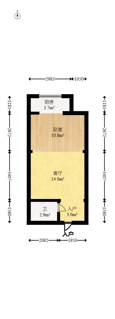 天鸿天府（天鸿中央大院）  1室1厅1卫   32.80万室内图1
