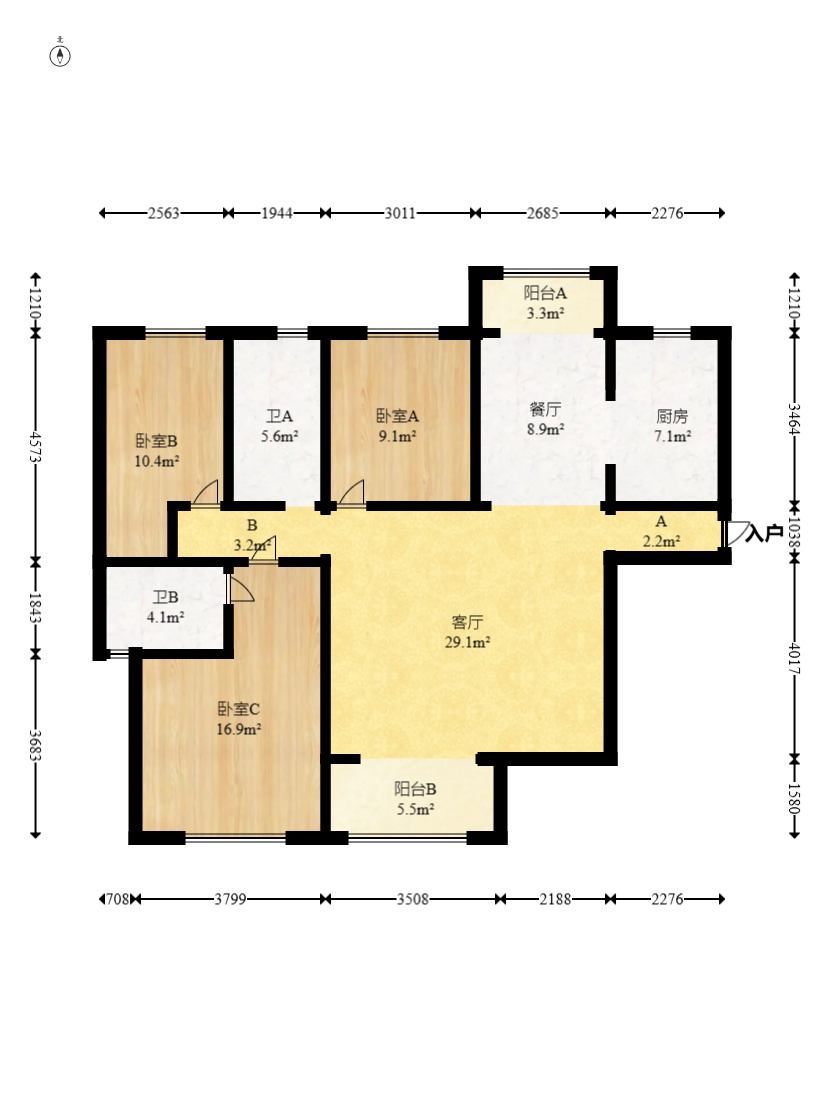 五矿格澜郡  3室2厅1卫    82.8万 五矿格澜郡  3室2厅1卫    82.8万户型图