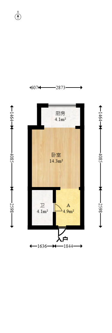 五矿紫湖香醍  1室1厅1卫   16.80万室内图1