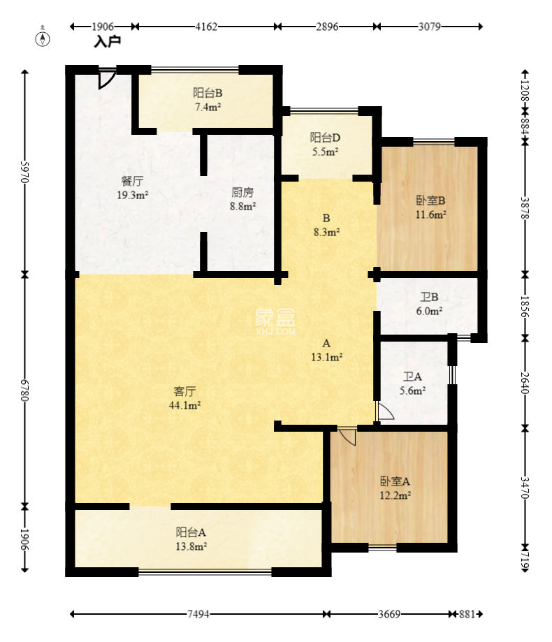 长房东旭国际  4室2厅2卫   185.00万