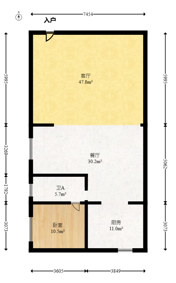 保利城（中航城国际社区、郡原美村）  5室2厅1卫   428.00万室内图1