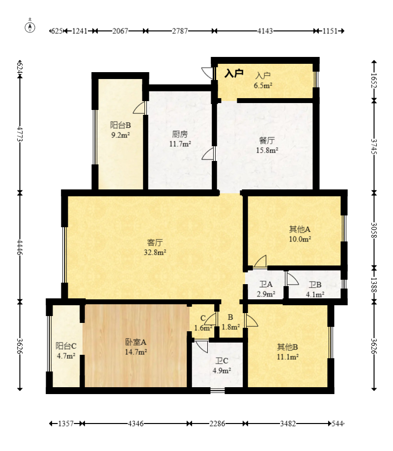 华盛世纪新城  3室2厅1卫    92.0万 华盛世纪新城  3室2厅1卫    92.0万户型图
