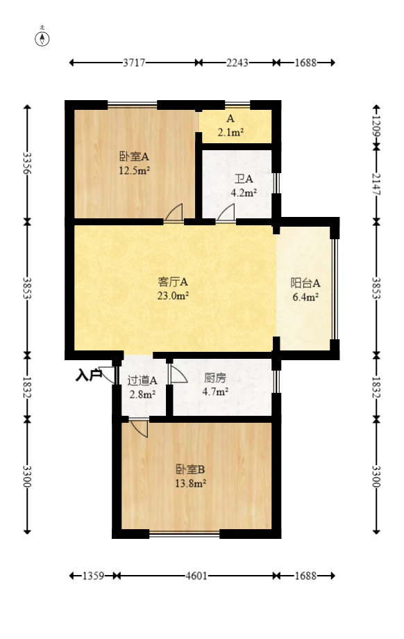 鄱阳小区  2室2厅1卫   47.80万室内图1