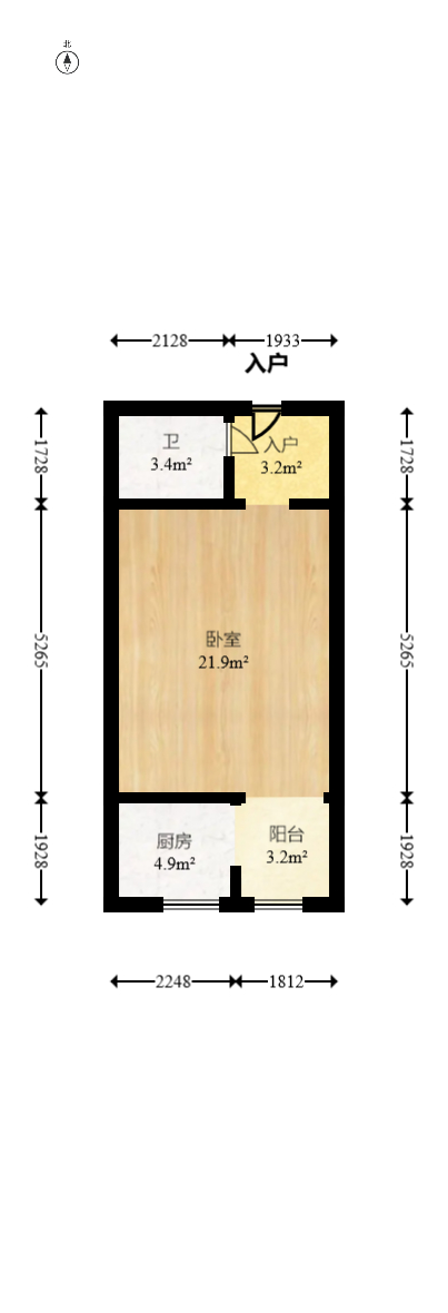 汇达国际公馆（汇达大厦）  1室1厅1卫   30.00万室内图1