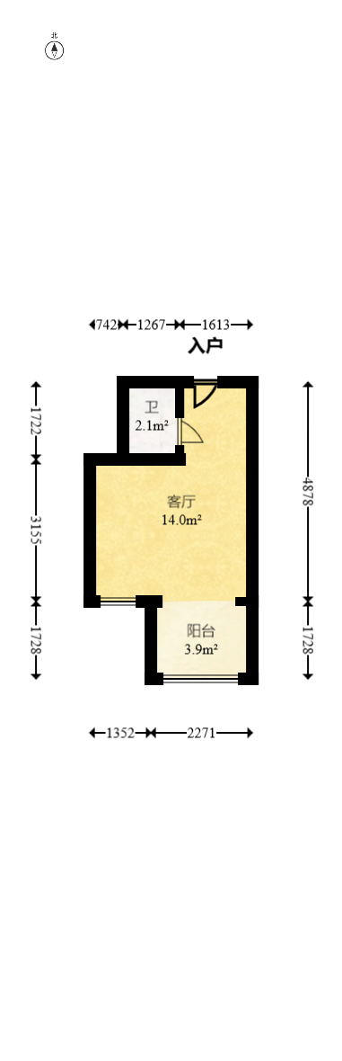 建安像素汇  1室1厅1卫   17.80万室内图1