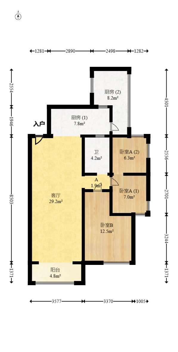 中建梅溪湖中心  3室2厅1卫   150.00万室内图1