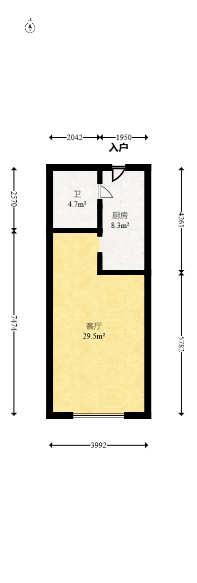 沁园春御院  1室1厅1卫   70.00万室内图1