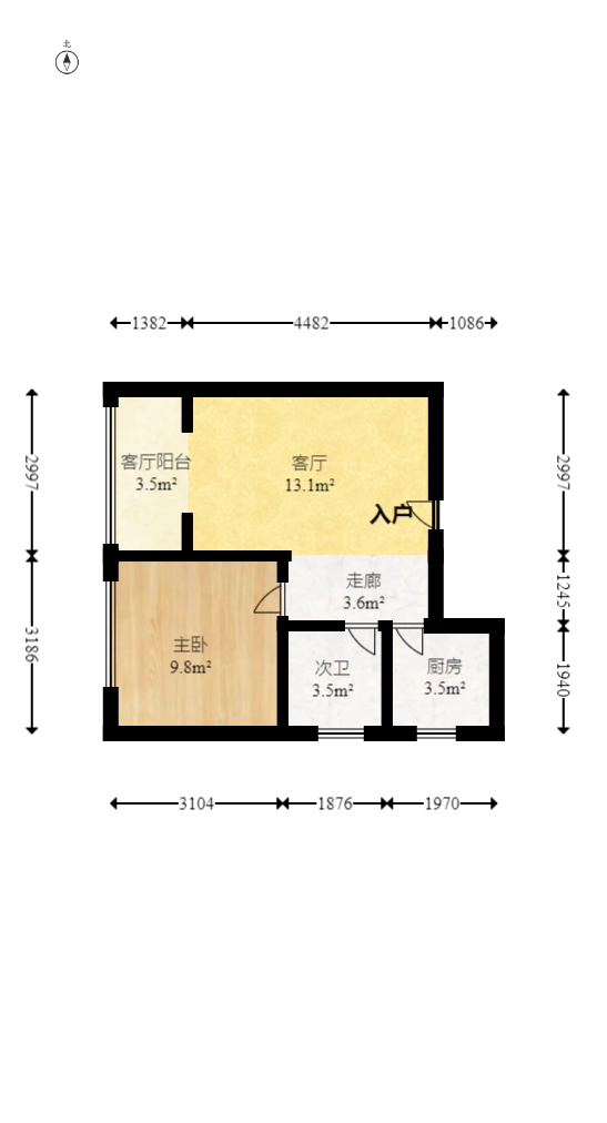九九海景花园  1室1厅1卫    75.0万 九九海景花园  1室1厅1卫    75.0万户型图