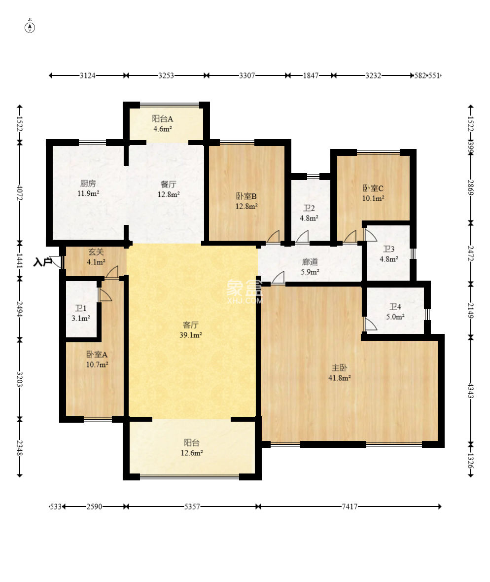江山帝景雅墅（普羅旺斯）  4室2廳2衛(wèi)   268.00萬