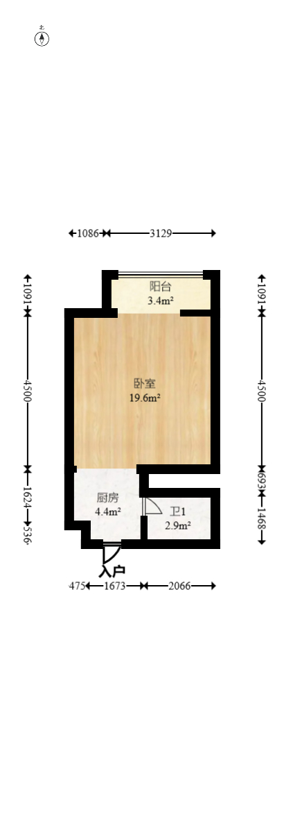 枫华府第  1室1厅1卫   22.80万室内图1