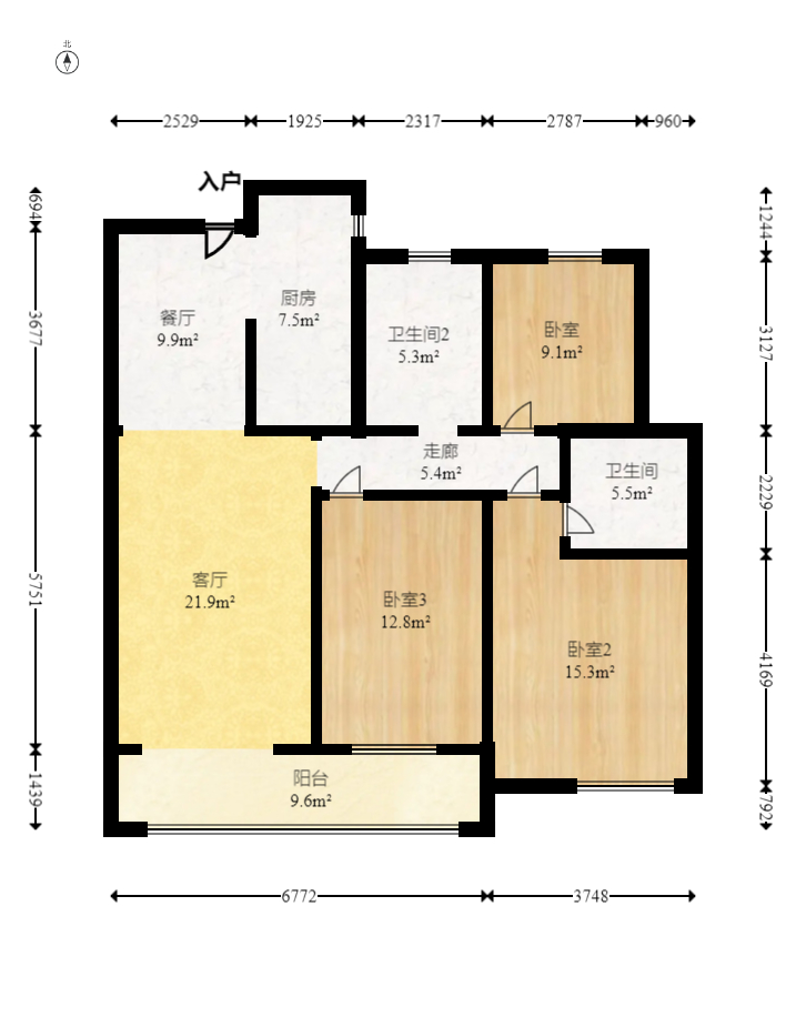 龙湖碧桂园天宸原著  3室2厅2卫   150.00万室内图1