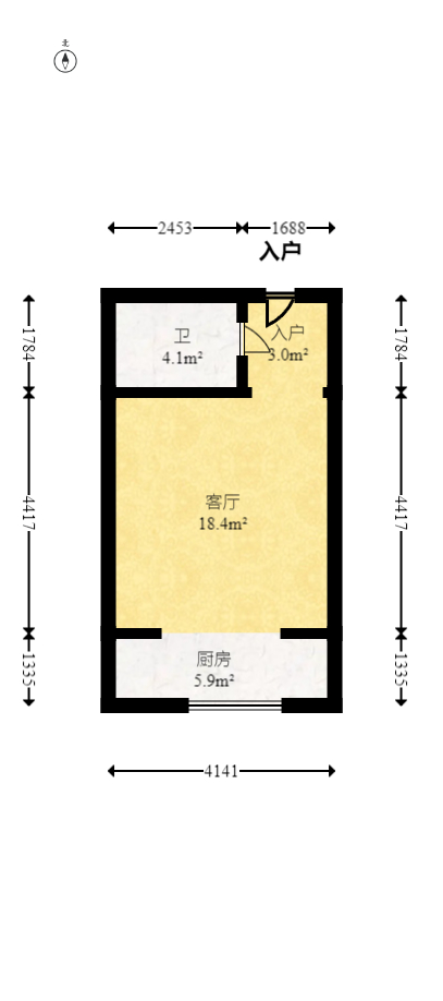 君临国际  1室1厅1卫   52.80万室内图1