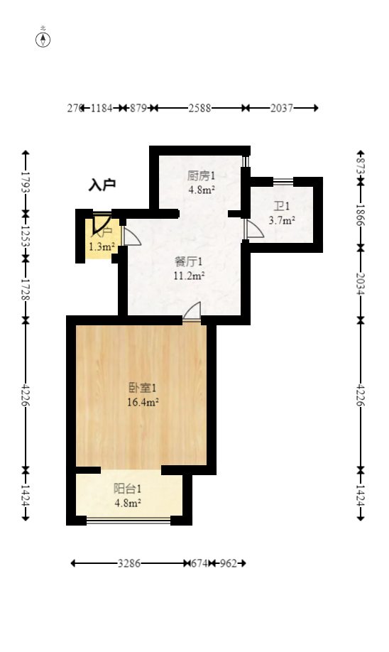 澳海谷山府  4室2厅2卫   105.00万室内图1