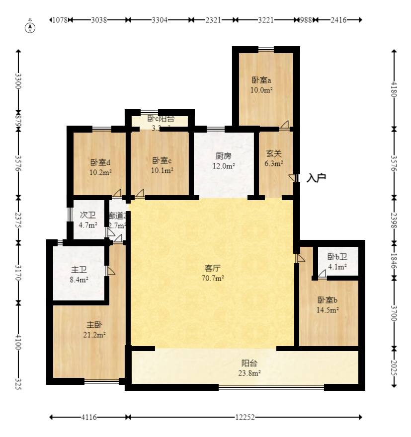 绿地麓云国际  6室2厅3卫   398.00万室内图1