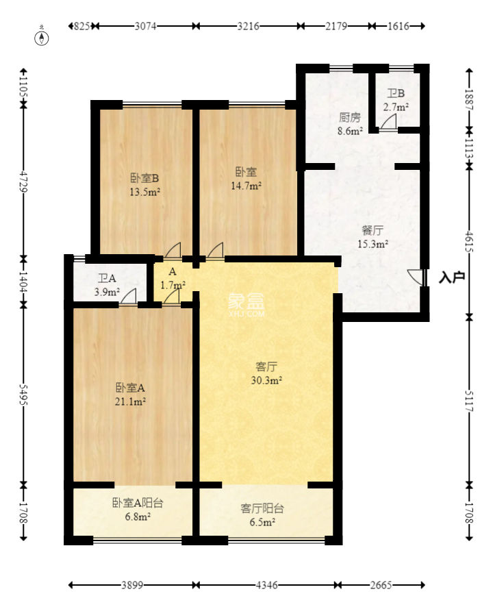 八方小区B区  3室2厅2卫    430.0万