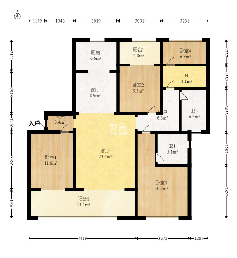 新城观山印  4室2厅2卫   138.00万