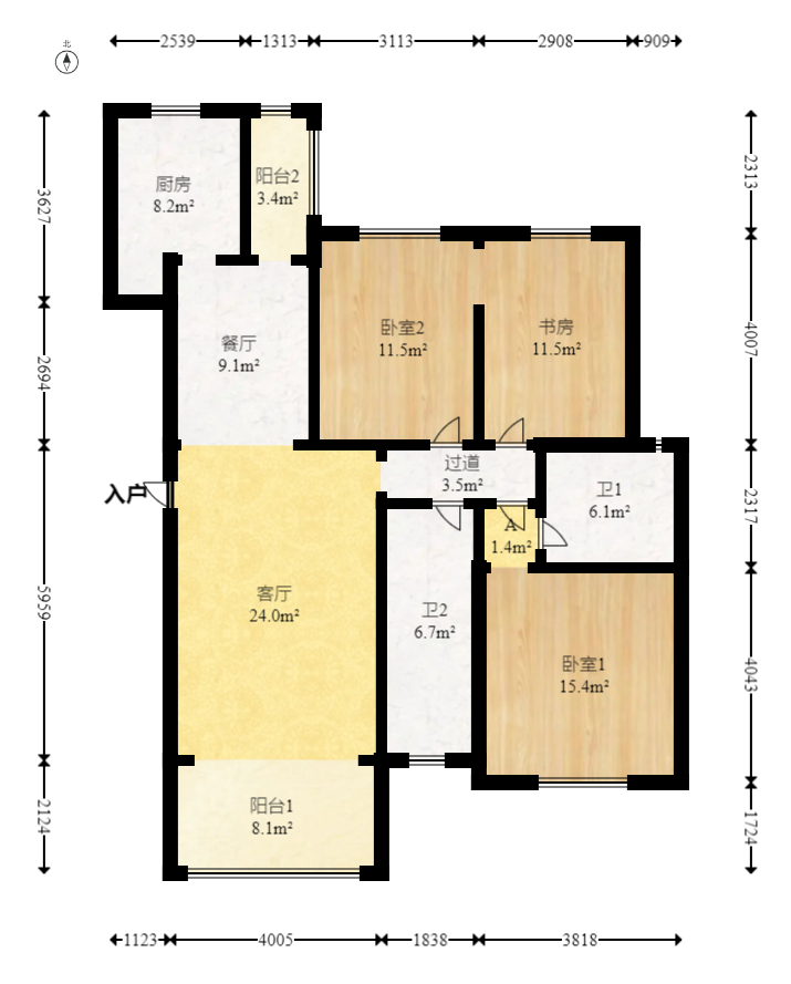 长房东郡 3室2厅2卫 146.5万 长房东郡 3室2厅2卫 146.5万户型图