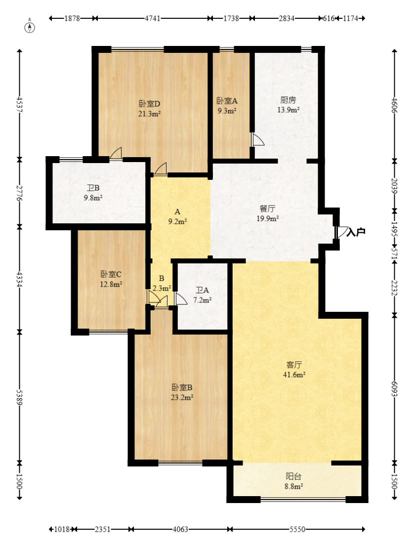 左岸春天  4室2厅2卫   139.80万室内图1