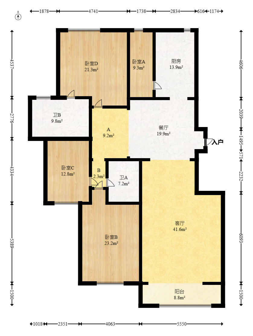 左岸春天  4室2厅2卫   148.00万