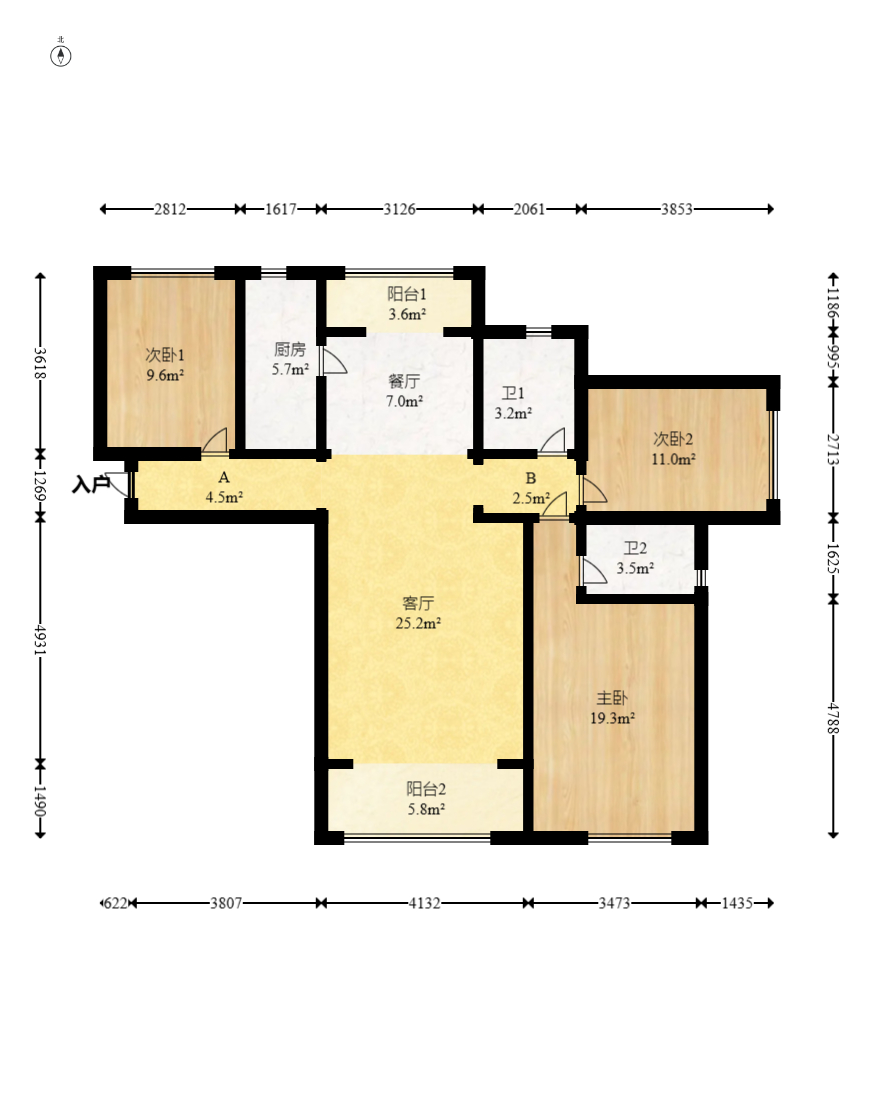 海伦春天 3室2厅2卫 89.8万 海伦春天 3室2厅2卫 89.8万户型图