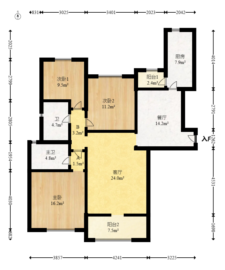 恒大御景天下城一期 3室2厅2卫 85.0万 恒大御景天下城一期 3室2厅2卫 85.0万户型图
