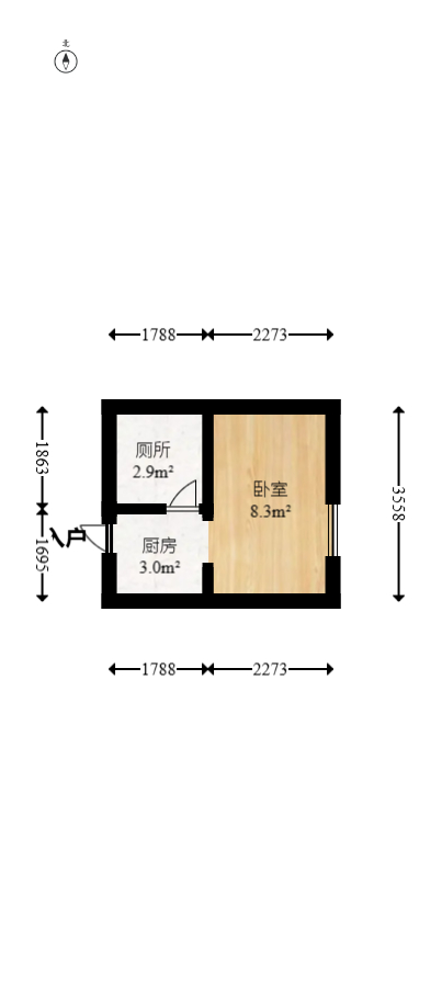 兰亭湾畔  1室1厅1卫   18.00万室内图1