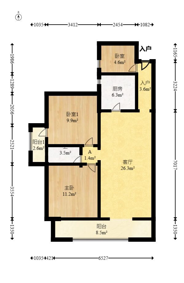 和悦城(蟠龙景苑)  3室2厅1卫   65.80万室内图1