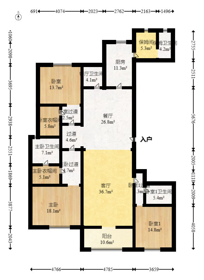 万达公馆  4室2厅4卫   508.00万