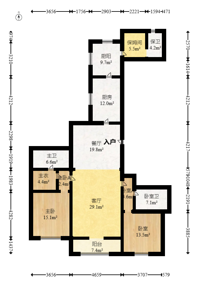 万达公馆  2室2厅2卫   410.00万室内图1