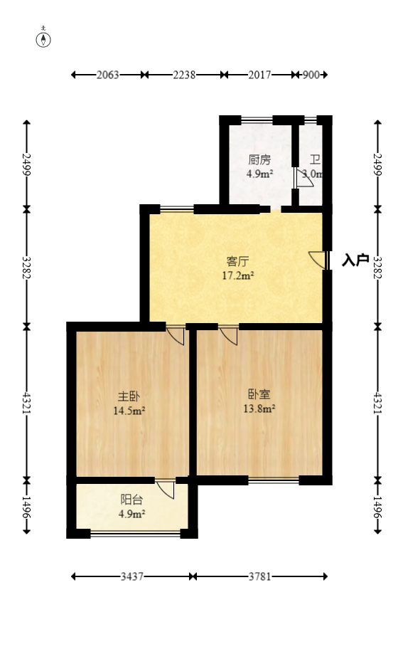 人民新村  2室1厅1卫   50.00万室内图1