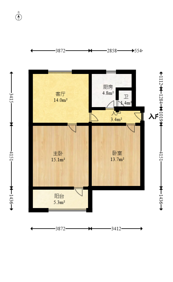 湖南省茶叶有限公司（浏正街）  2室1厅1卫    45.0万室内图1