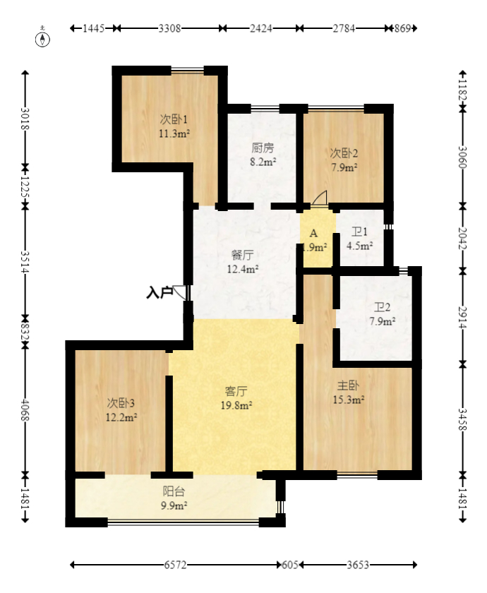 金辉优步星樾 4室2厅2卫 108.6万 金辉优步星樾 4室2厅2卫 108.6万户型图
