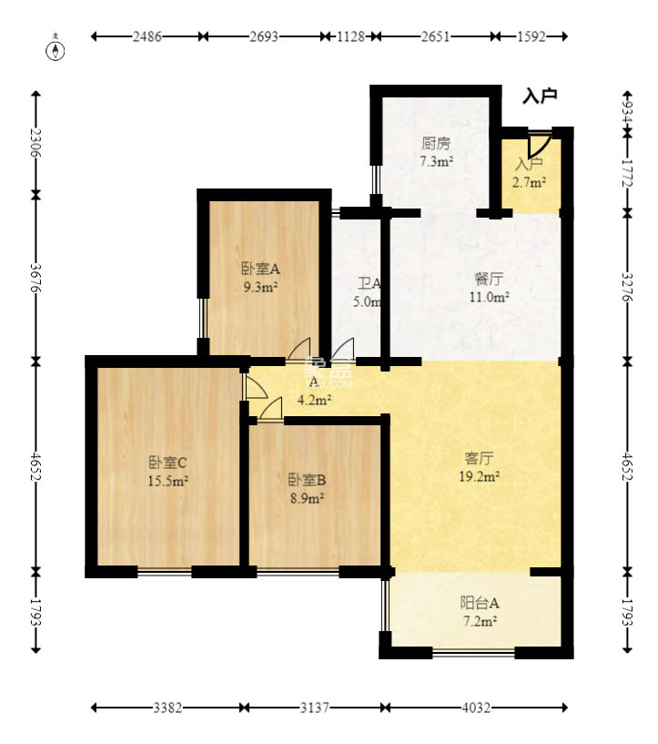华银天际  3室2厅1卫    98.0万