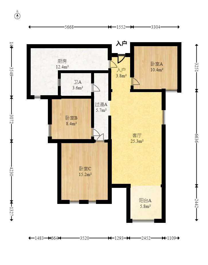 欧莱雅郡 3室2厅1卫 62.8万 欧莱雅郡 3室2厅1卫 62.8万户型图