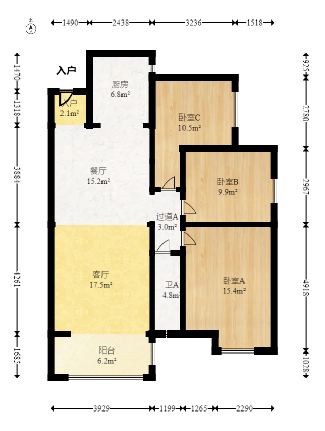 中建嘉和城  3室2厅2卫    108.0万室内图1