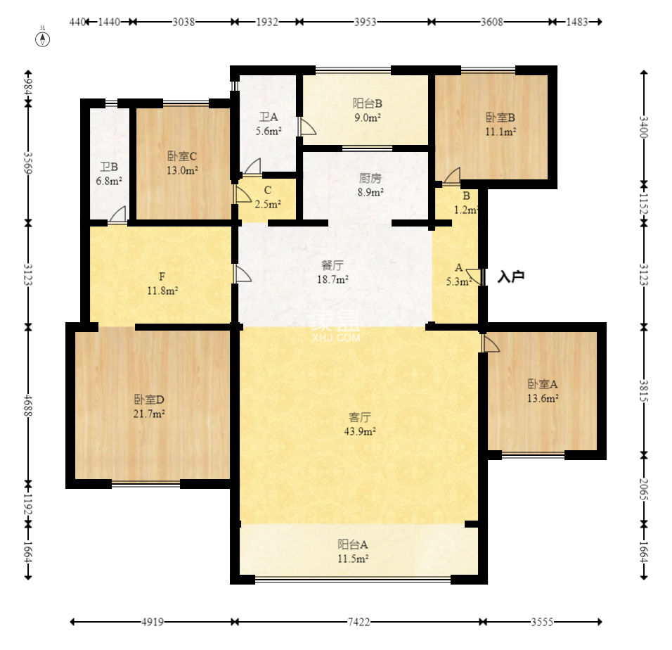 印湘山  4室2廳2衛(wèi)   340.00萬