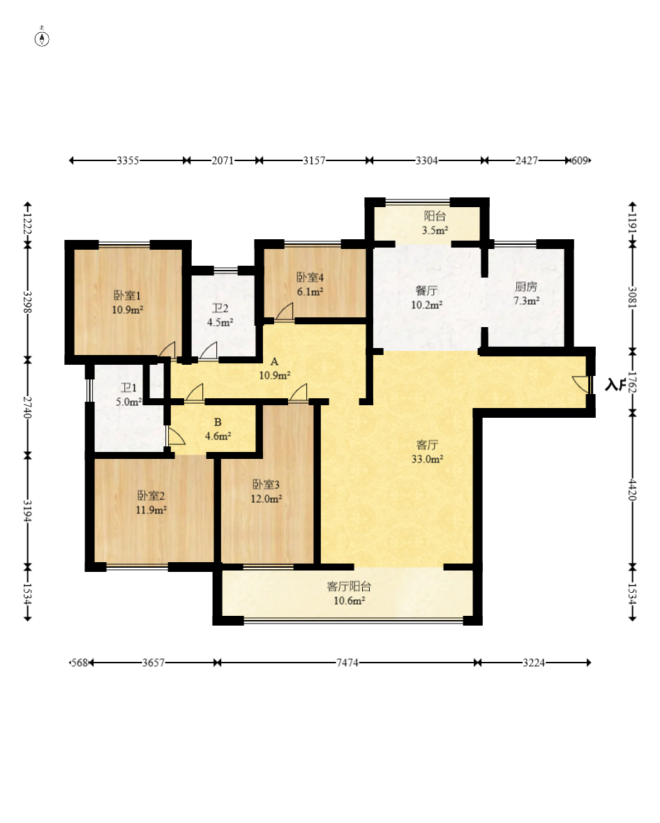 中建钰和城  4室2厅2卫   180.00万室内图1