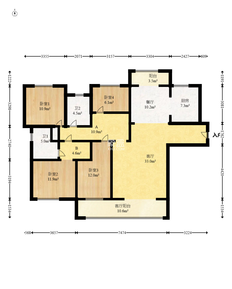 中建钰和城  4室2厅2卫    173.0万