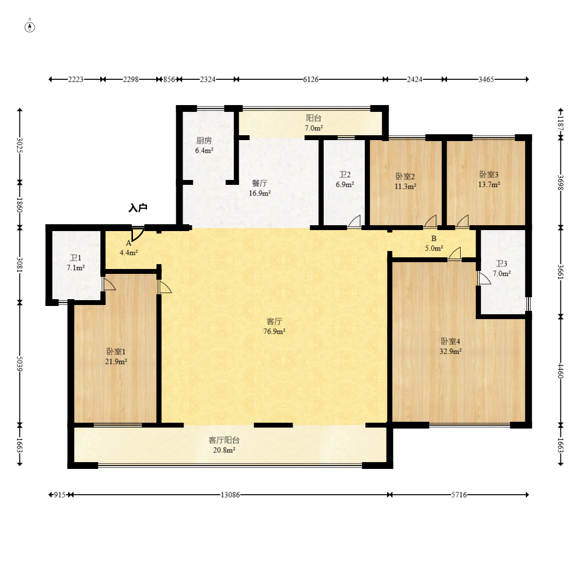 中建钰和城  4室2厅3卫   358.00万室内图1