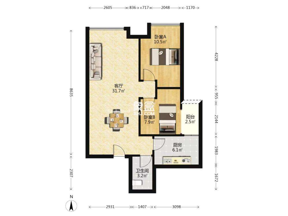 华晨神农湾 2室2厅1卫 57.8万 华晨神农湾 2室2厅1卫 57.8万室内图