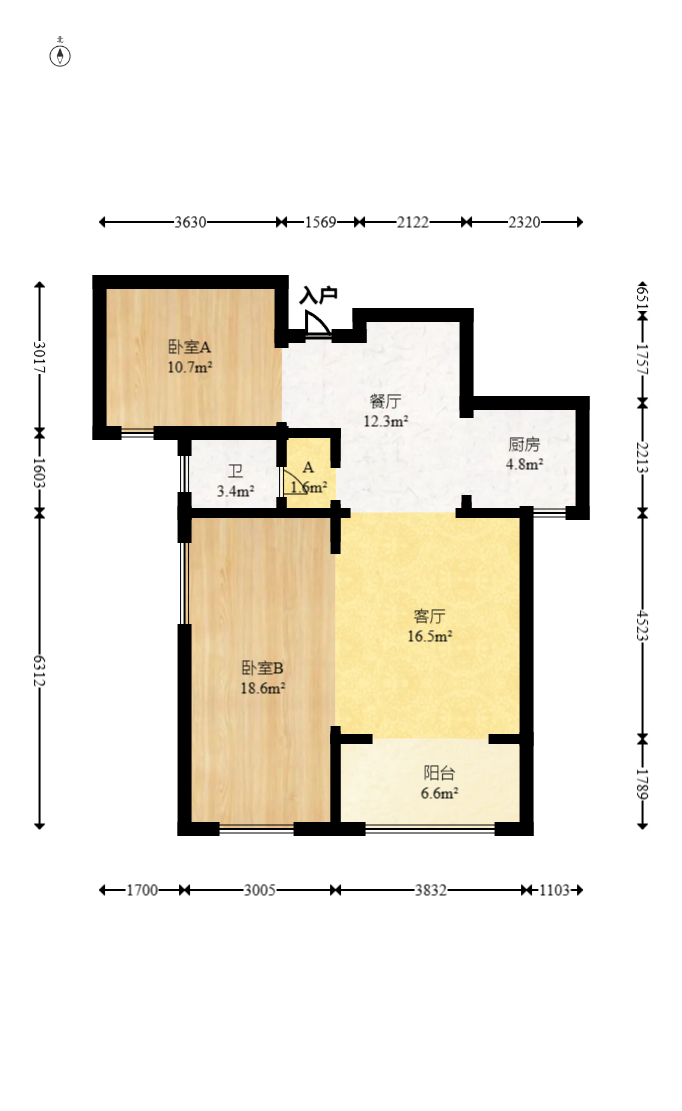 丽发新城  3室2厅2卫   70.00万室内图1