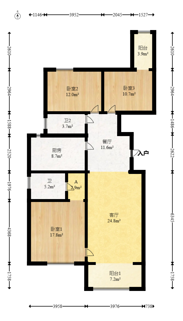 曙光大邸  3室2厅2卫   108.00万室内图1
