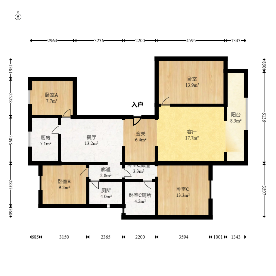 建发电建江山悦  4室2厅2卫   200.00万室内图1