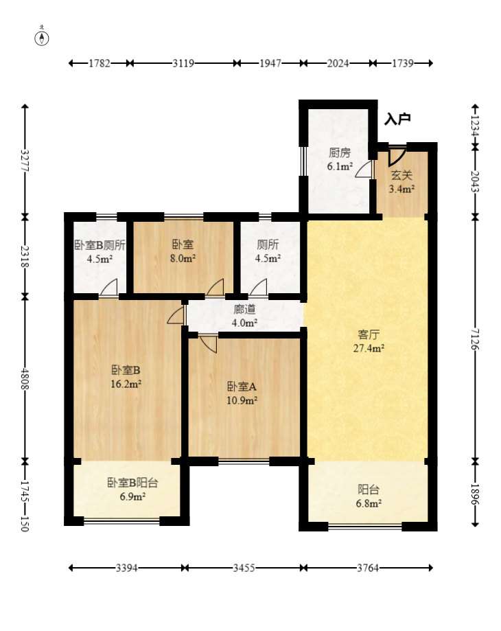 保利天汇  3室2厅2卫   150.00万室内图1