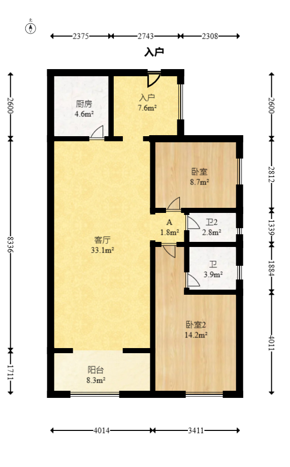 卓越蔚蓝海岸三期  3室2厅1卫   134.10万室内图1