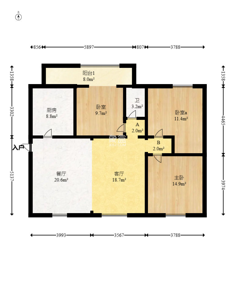 荣盛花语城  3室2厅2卫    72.0万